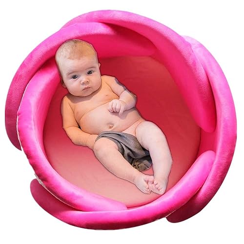 Baby Bath Lotus Cushion Sink Bather Petal Newborn Bathtub Mat Bathing Tub Seat Support Lounger Flower Bathing Pad Non-Slip Safety Sink Insert Tub Hot Pink - Jamouz