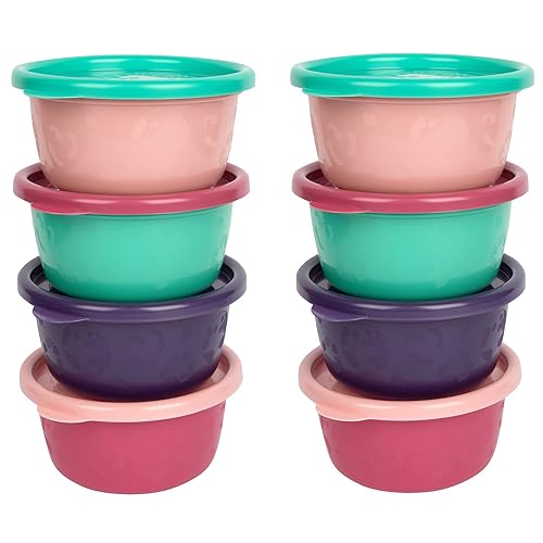 The First Years GreenGrown Reusable Bowls with Lids – Toddler Snack Bowl – 8 Pack – Pink/Purple/Teal - Jamouz