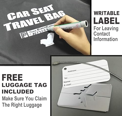 Car Seat Travel Bag for Air Travel - Profaster Airplane Carseat Gate Check Bag Backpack, Fold with Attached Carry Bag, Gray - Jamouz