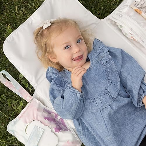 Tiny Twinkle Portable Diaper Changing Pad, Foldable Waterproof Baby Change Pad for Newborn Girl & Boy with Smart Wipes Pocket (Beige Checkers) - Jamouz