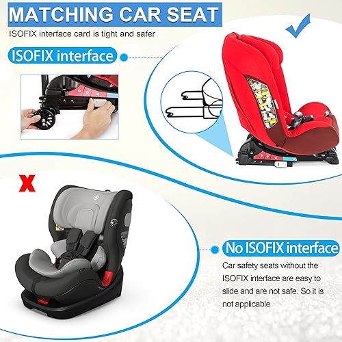 AKOZLIN Travel Airport Toddler Cart for Car Seat (Only fit for car Seats with ISOFIX Interface) Adjustable Belt Trolley Dolly - Jamouz