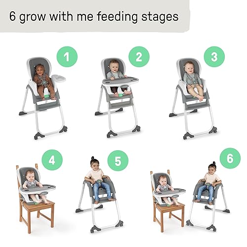 Ingenuity Full Course 6-in-1 High Chair - Baby to 5 Years Old, 6 Convertible Modes, 2 Dishwasher Safe Trays - Astro, 13108 - Jamouz