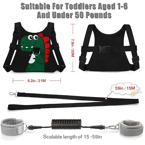 Toddler Leash-Baby Walking Safty Harness and Child Anti Lost Wrist Link for Girls/Boys Travel (Green) - Jamouz