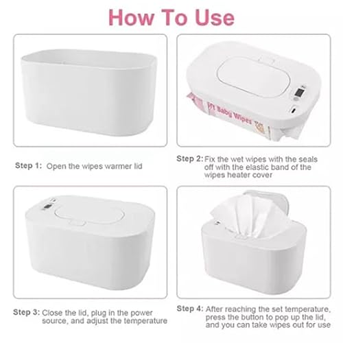 Baby Wipes Warmer, Baby Wipe Warmer And Baby Wet Wipes Dispenser,Wet Wipe Warmer PP Intelligent Adjustable Temperature Safe To Use Infant Wipes Heater Wireless Car Charging(White) - Jamouz