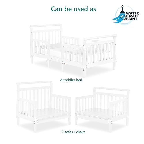 Emma 3-In-1 Convertible Toddler Bed In Fuschia Pink, Converts To Two Chairs And-Table, Low To Floor Design, JPMA Certified, Non-Toxic Finishes, Safety Rails - Jamouz