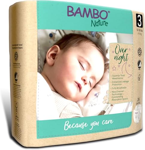 Bambo Nature Overnight Baby Diapers (Sizes 3 TO 6), Size 4, 96 Count - Jamouz