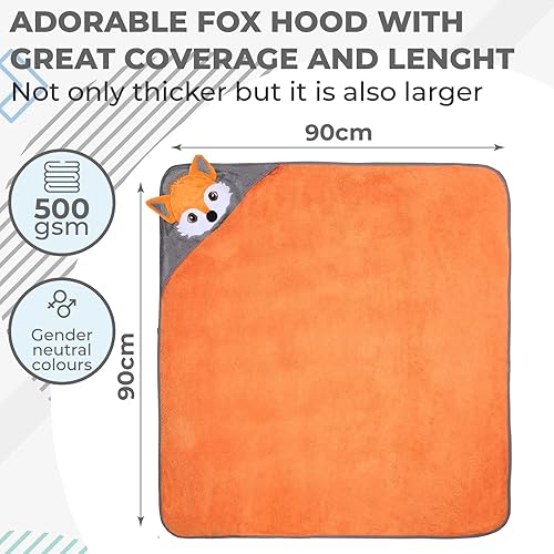 Toddler Bath Towel - Viscose from Bamboo & Cotton Blend for Delicate Skin - Super Soft Thick 600GSM - Ideal Toddler Boy and Girl Bath Essentials 35'x35' Bath Towel - Baby Towel with Hood - Jamouz
