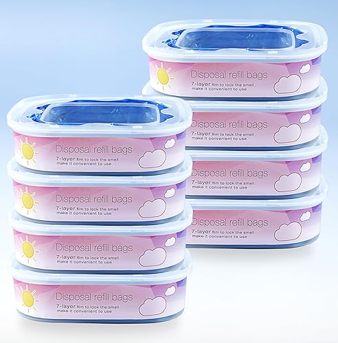 8 Pack Jumbo 28 FT Diaper Pail Refills Cartridge Compatible with Diaper Genie Select Pail, Classic Pail, Compact Pai,Square Pails Diaper Pails Refills - Jamouz