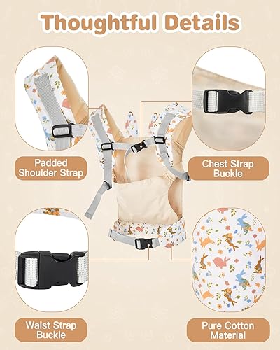 Lictin Baby Doll Carrier, Front and Back Doll Accessories Carrier for Little Girls, with Adjustable Straps for Stuffed Animal Reborn Baby Doll, Pink Unicorn - Jamouz