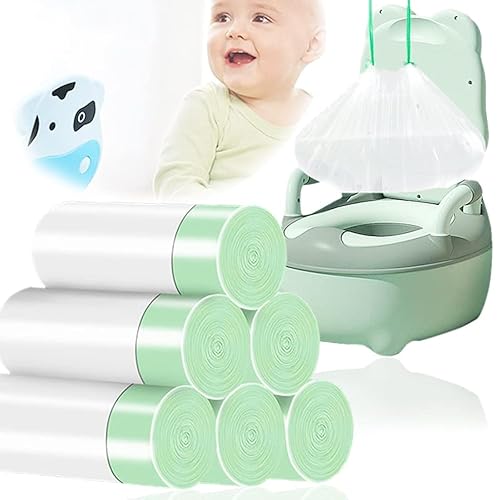 100 Pack Potty Chair Liners with Drawstring,Training Toilet Seat Potty Bags,Disposable Cleaning Bag for Kids Toddler Adults Pet Outdoors(44 x 24 cm) - Jamouz