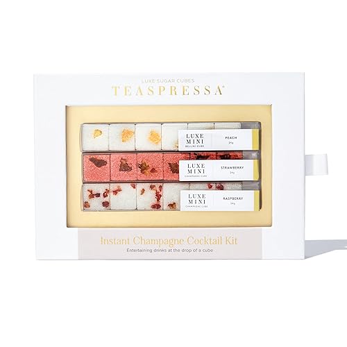 TEASPRESSA LUXE Mixology Cubes Instant Champagne Cocktail Kit | 100% Natural Drink Mix for Cocktails, Mocktails, and Non Alcoholic Drinks | Birthday Gifts for Women | As Seen on Shark Tank | 18 Count - Jamouz