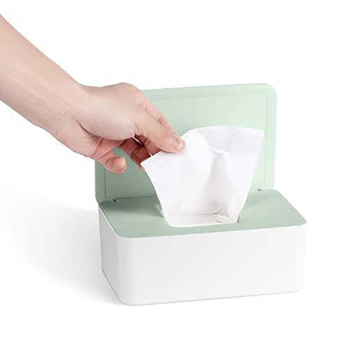 Diaper Wipes Dispenser Baby Wipes Case, Baby Wipe Holder Keeps Wipes Fresh, Non-Slip, Easy Open & Close Wipe Container Green - Jamouz