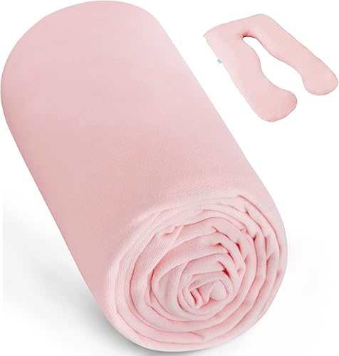 Pregnancy Pillow Cover U-Shaped, Super Soft Replacement Cover Fits Most 55/57 Inch Maternity Pillow, Full Body Pregnancy Pillow Case, Universal Fit, Grey Hearts Print - Jamouz