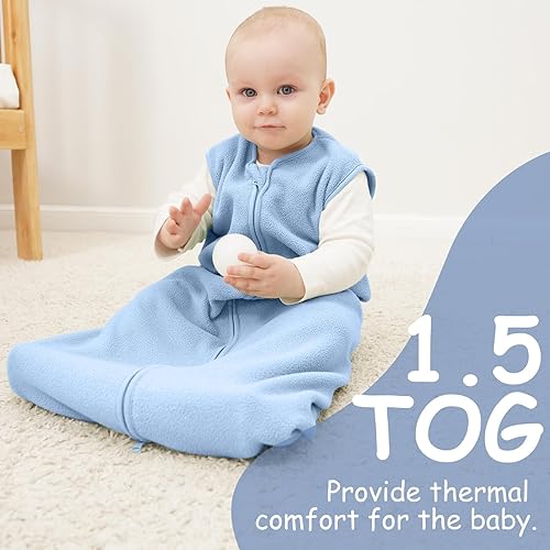 Looxii Fleece Baby Sleep Sack 0-6 Months 2 Pack 1.5 TOG Baby Wearable Blanket with 2-Way Zippers Soft Warm Toddler Sleeping Sack - Jamouz