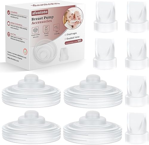 10PCS Breast Pump Parts, 6Pack Silicone Duckbill Valve & 4Pack Silicone Diaphragm Compatible with Momcozy M5 Wearable Breastpump, M5 Breast Pumps Replacement Accessories Breastfeeding Essentials Kit - Jamouz