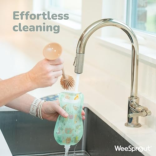 WeeSprout Double Zipper Reusable Food Pouches (5 Fl Oz, Blue) - Jamouz