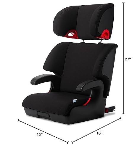 Clek Oobr High Back Booster Seat with Adjustable Headrest, Reclining Design, Latch System, and Retardant-Free Fabric, Railroad - Jamouz
