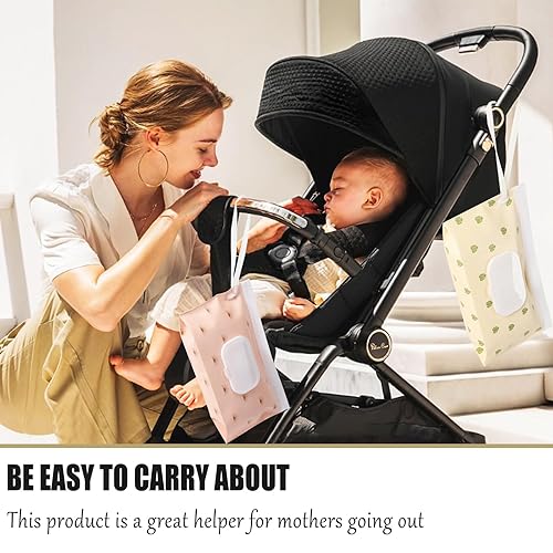 FEBSNOW 4 Pack Baby Wipe Dispenser, Portable Refillable Wipe Holder, Baby Wipes Container, Wipe Dispenser, Reusable Travel Wet Wipe Pouch (Geometric) - Jamouz