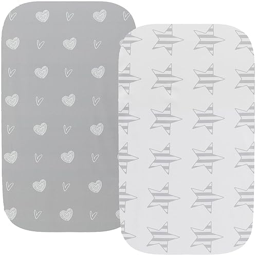 Waterproof Bassinet Sheet Compatible with Graco Pack n-Play Dome LX Bassinet(not playard), 2 Pack Jersey Knit Super Soft for Baby Green Botanical Leaf & Dots - Jamouz