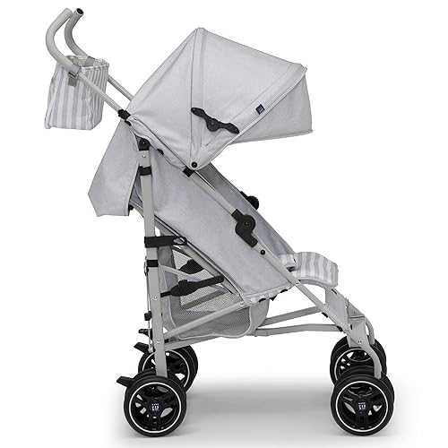 babyGap Classic Stroller - Lightweight Stroller with Recline, Compact Fold & Removable Parent Organizer - Made with Sustainable Materials, Grey Stripes - Jamouz