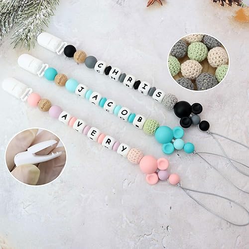 Personalized Christening Chain with Name, Custom Christmas Easter Birthday Leash Gift (Pink) - Jamouz