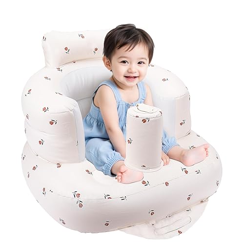 Blow Up Seat for Baby, Inflatable Baby Chair 3 Months & Up, Chair for Baby Sitting Up with Built in Pump- Bear - Jamouz
