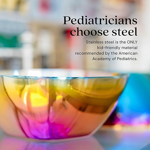 Ahimsa Stainless Steel Bowls for Kids - Pediatrician Designed, 12oz Toddler Bowl, Non Toxic Stainless Steel Snack Bowls Set, Non Plastic Kids Bowl, Dishwasher Safe (Set of 4 Classic) - Jamouz
