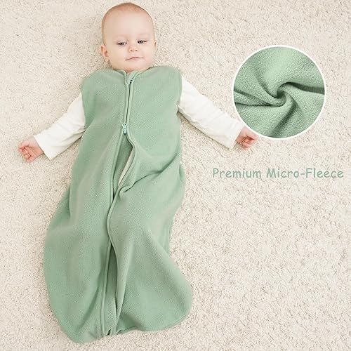 Looxii Fleece Baby Sleep Sack 0-6 Months 2 Pack 1.5 TOG Baby Wearable Blanket with 2-Way Zippers Soft Warm Toddler Sleeping Sack - Jamouz