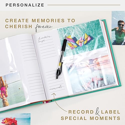 MCS 200-Pocket Fabric Baby 4x6 Photo Album with Writing Space, 8.5 x 8.5 Inches, Baby Pink - Jamouz