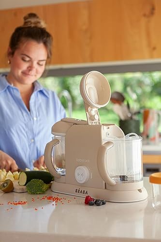 BEABA Babycook Duo 4 in 1 Baby Food Maker, Puree Steamer and Blender for Purees, Grinder with Auto Steam Cooking, Lrg 9.1 Cup Capacity, Makes 54 Servings in 20 Mins, Charcoal - Jamouz