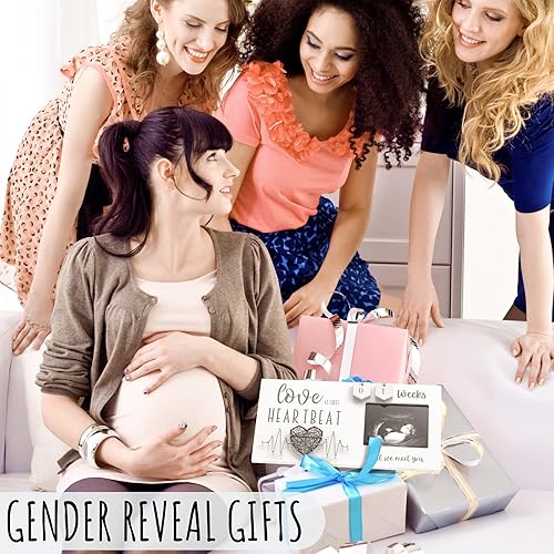 Baby Sonogram Picture Frame with Countdown Weeks - Standard 4'x3' Ultrasound Photo - Pregnancy Announcements Ideas - Gender Reveal Baby-Shower Gift - New Mom Expecting Parents to Be Keepsake Gifts - Jamouz