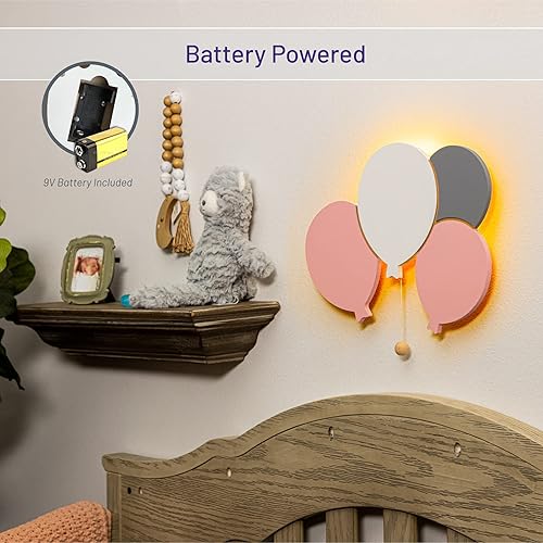 Lumipets Lighted Balloons, Nursery Night Light, Wall Mounted Lighted, Battery Operated Cloud Light Sign–Lightweight Kids Night Light for Babies, Toddlers, Kids - 17.7 x 11.2 x 1.5-in - Jamouz