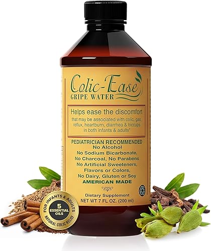 Gripe Water for Infants - Natural Colic Relief for Newborns' Upset Tummy, Gas Pain - Herbal Remedy with 5 Essential Oils - No Activated Charcoal - Made in The USA - 7 fl. oz. Bottle - Jamouz