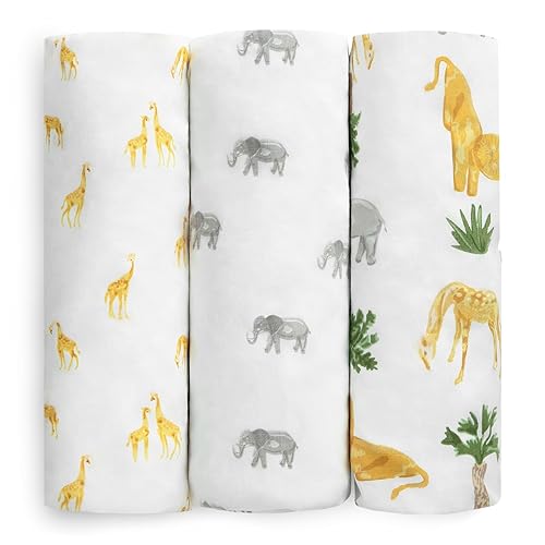 Delta Children 100% Cotton Flannel Baby Receiving Blankets for Girls and Boys – 30x30 Inches (Pack of 2), Safari Friends - Jamouz