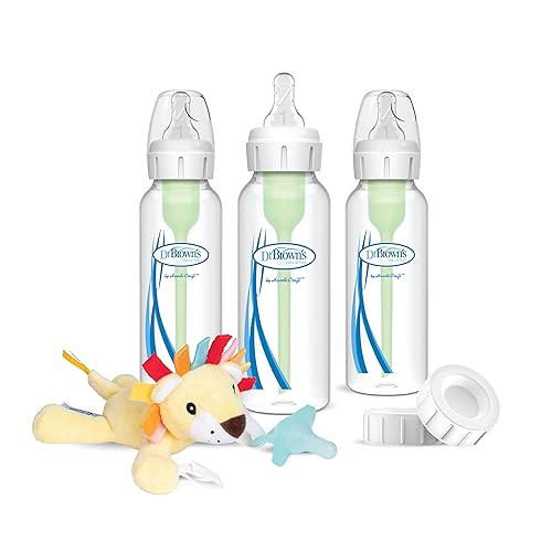 Dr. Brown's Natural Flow® Anti-Colic Options+™ Narrow Bottle to Sippy Gift Set with Soft Silicone Sippy Spout, Removable Silicone Handles, Travel Cap and Bottle Brush - Jamouz