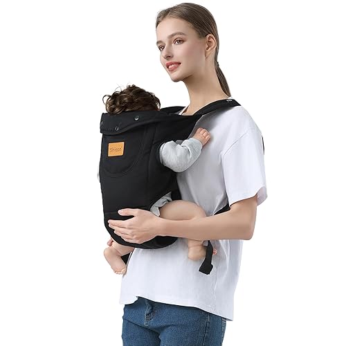 Baby Carrier Newborn to Toddler, Cozy Baby Wrap Carrier(7-30lbs), Easily Adjustable Toddler Carrier, Lightweight Baby Holder Carrier, Black - Jamouz