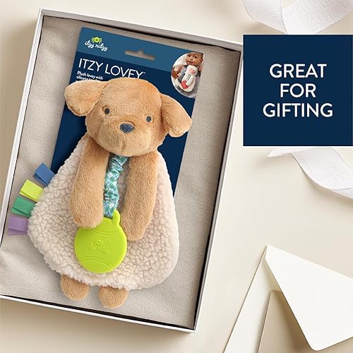 Itzy Ritzy - Itzy Lovey Including Teether - Baby Lovey with Teether, Textured Ribbons & Dangle Arms - Features Crinkle Sound, Sherpa Fabric and Minky Plush (Pink Bunny) - Jamouz