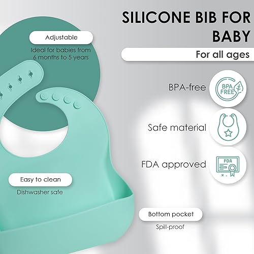 Bluet B- Silicone Baby Feeding Set - Baby Led Weaning Supplies - Baby Spoons, Suction Bowl - Plate - Baby Utensils Set - Silicone Feeding Set for Baby First Foods, Infant Eating - 8pcs - Purple - Jamouz