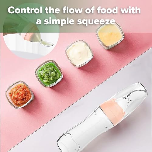 Haakaa Silicone Baby Food Dispensing Spoon Feeder 4oz - Infant Squeeze Cereal Feeder, Baby Fresh Food Feeder, Feed Bottle for Puree, Solid Baby Food, BPA Free, 4m+ Babies – Grey - Jamouz