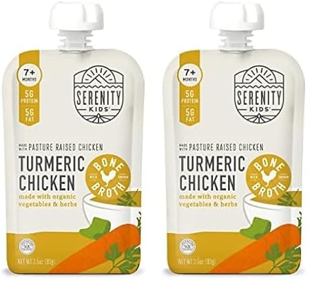 Serenity Kids Bone Broth Puree Made with Organic Veggies - Clean Label Project Purity Award Certified - 3.5 Ounce BPA-Free Pouch - Free Range Turkey Bolognese - 6 Count - Baby Food Turkey Bone Broth - Jamouz