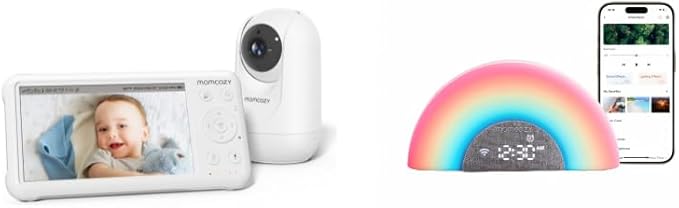 Momcozy Vidoe Baby Monitor and APP Sound Machine, 1080P Baby Monitor and White Noise Sleep Sound Machine for Baby with Custom Light and Sound APP Control - Jamouz