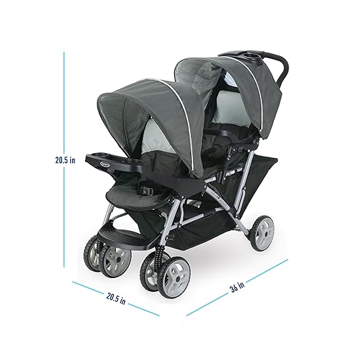 Graco DuoGlider Double Stroller | Lightweight Double Stroller with Tandem Seating, Glacier - Jamouz