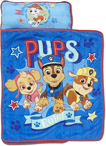 Paw Patrol We're A Team Toddler Nap-Mat Set - Includes Pillow and Plush Blanket – Great for Girls or Boys Napping During Daycare or Preschool - Fits Toddlers - Jamouz