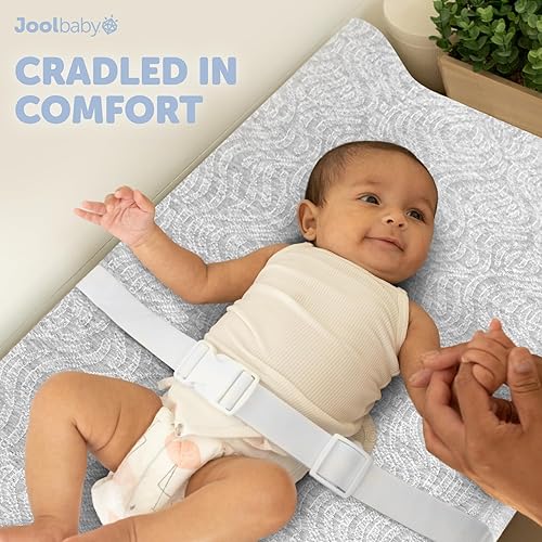 Jool Baby Soft Changing Pad + Washable Cover, Non-Slip - Fits Standard Changing Tables & Dressers (Gray) - Jamouz