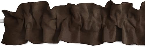 Faux Dupioni Silk Sleeve Topper Window Valance Top Bottom Ruffle Home Décor Bedroom Nursery Kitchen Window (58' Wide x 5' Tall, Ivory) - Jamouz