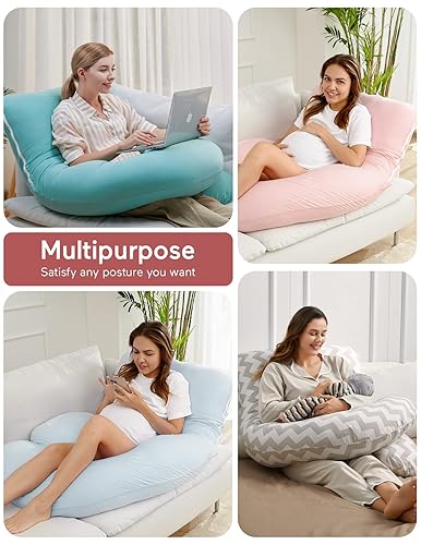 Momcozy Pregnancy Pillows for Sleeping, U Shaped Full Body Maternity Pillow with Removable Cover - Support for Back, Legs, Belly, HIPS for Pregnant Women, 57 Inch Pregnancy Pillow for Women, Grey - Jamouz