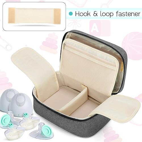 BAFASO Wearable Breast Pump Bag Compatible with Elvie and Momcozy Breast Pump, Case for Wearable Breast Pump and Extra Parts (Patent Pending), Gray - Jamouz