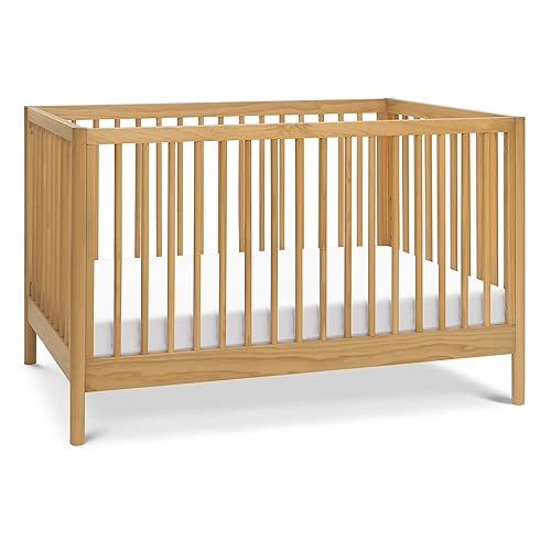 DaVinci Birdie 3-in-1 Convertible Baby Crib - GREENGUARD Gold Certified Crib - Convertible Crib to Toddler Bed and Daybed - Baby Bed w/ 4 Adjustable Heights - Easy to Assemble Wooden Crib - Honey - Jamouz