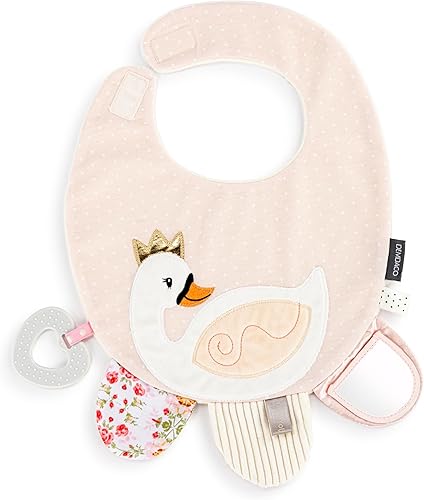 DEMDACO Mommy & Me 11.5 x 10 Inch Textured Fabric, Tactile, Teething Ring, Feeding, Activity Bib - Jamouz
