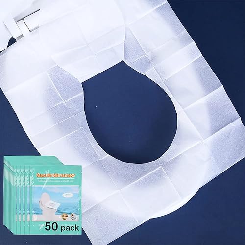 Toilet Seat Covers Disposable, 50-Count Flushable Paper Travel Toilet Seat Covers for Adults and Kids Potty Training, Great Biodegrable Accessories for Public Restrooms, Airplane, Camping - Jamouz